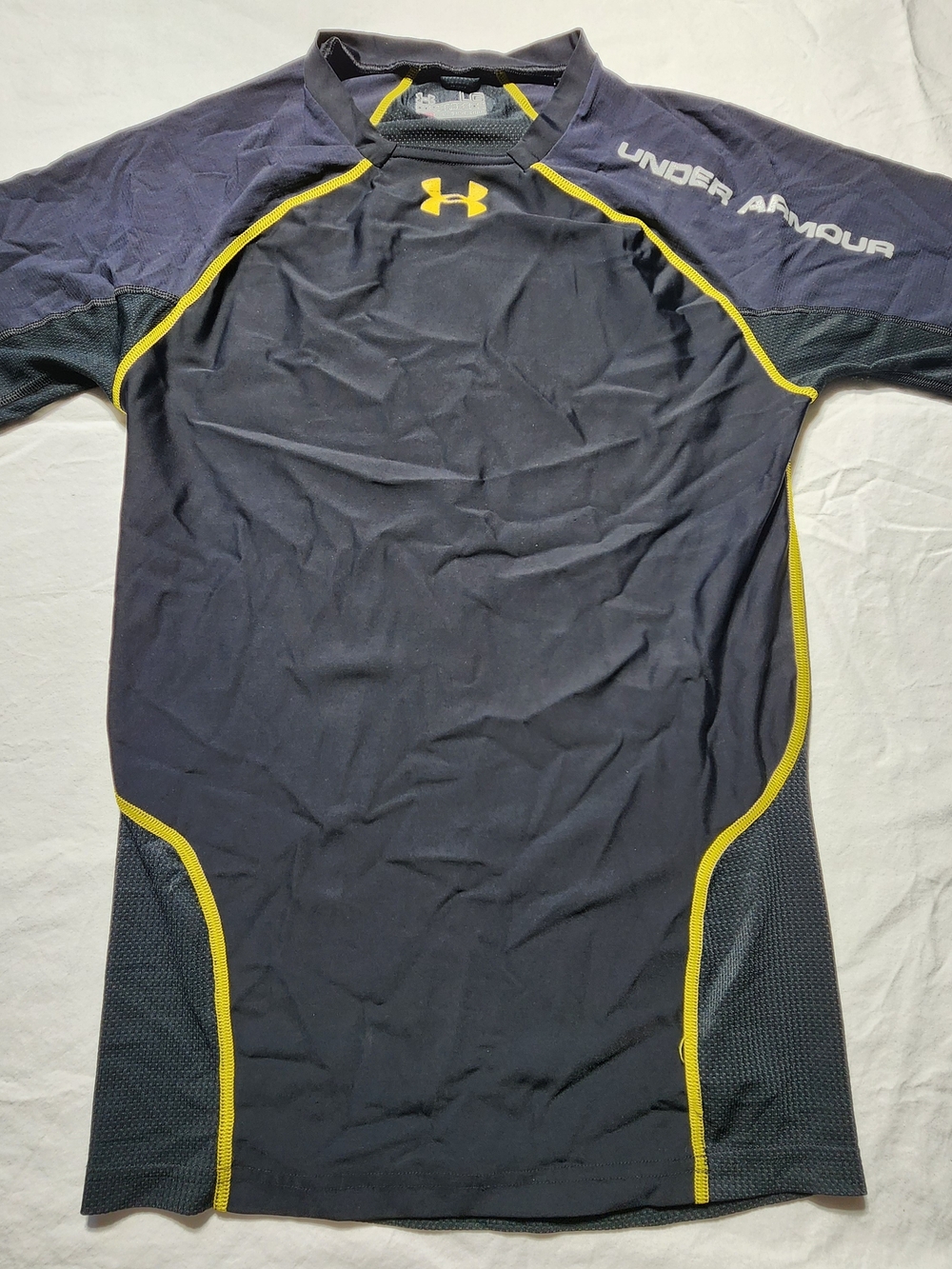 Under Armour Men’s Black Compression Short Sleeve Shirt with Yellow Accents